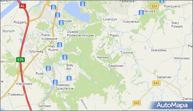 mapa Hanowo, Hanowo na mapie Targeo
