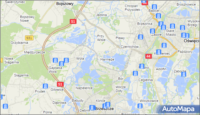 mapa Harmęże, Harmęże na mapie Targeo