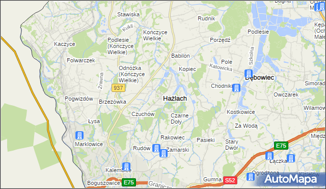 mapa Hażlach, Hażlach na mapie Targeo