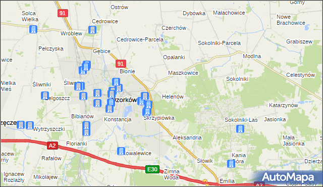 mapa Helenów gmina Ozorków, Helenów gmina Ozorków na mapie Targeo