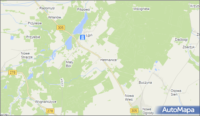 mapa Hetmanice, Hetmanice na mapie Targeo