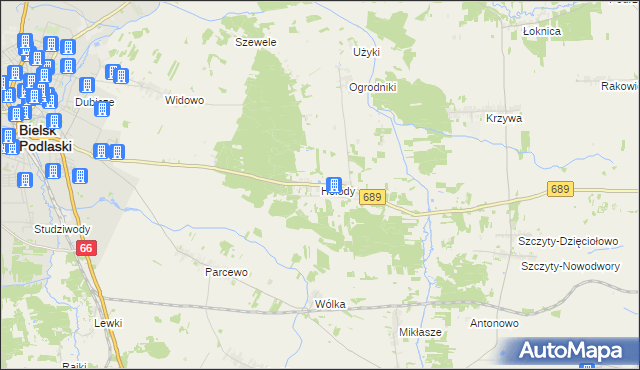 mapa Hołody, Hołody na mapie Targeo