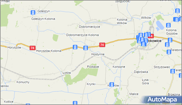 mapa Hostynne, Hostynne na mapie Targeo