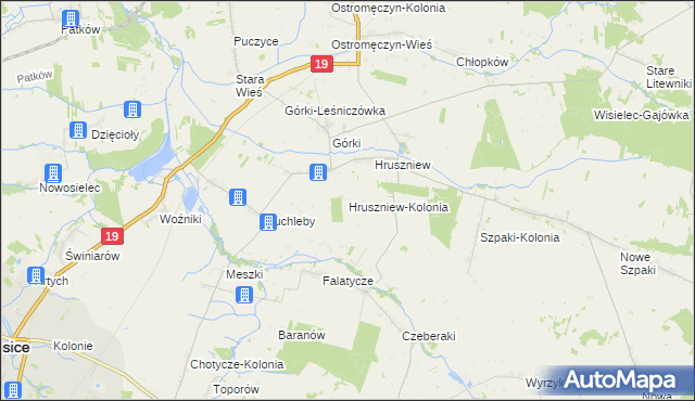 mapa Hruszniew-Kolonia, Hruszniew-Kolonia na mapie Targeo