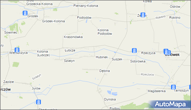 mapa Hubinek, Hubinek na mapie Targeo