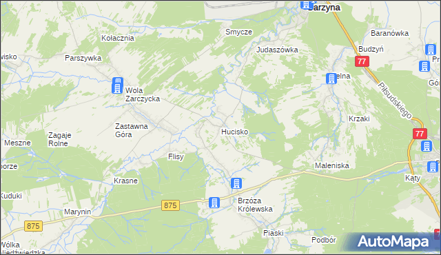 mapa Hucisko gmina Leżajsk, Hucisko gmina Leżajsk na mapie Targeo