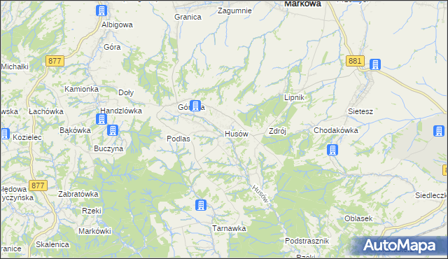 mapa Husów, Husów na mapie Targeo