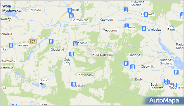 mapa Huta-Dąbrowa, Huta-Dąbrowa na mapie Targeo