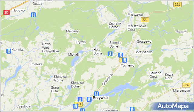 mapa Huta Górna, Huta Górna na mapie Targeo