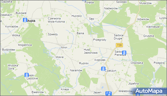 mapa Huta Jabłonowa, Huta Jabłonowa na mapie Targeo