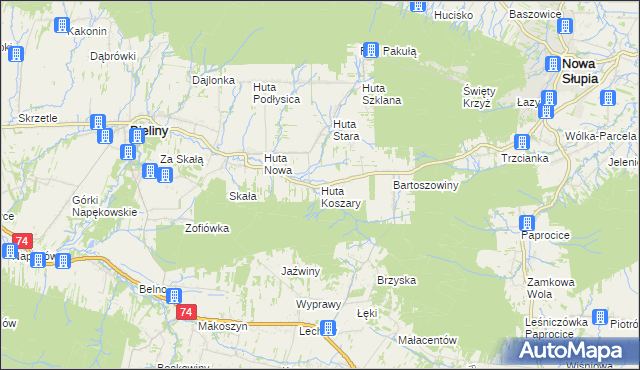 mapa Huta Koszary, Huta Koszary na mapie Targeo