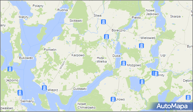 mapa Huta Wielka, Huta Wielka na mapie Targeo