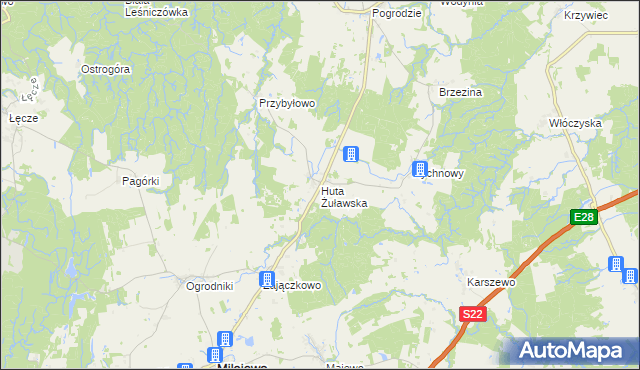 mapa Huta Żuławska, Huta Żuławska na mapie Targeo