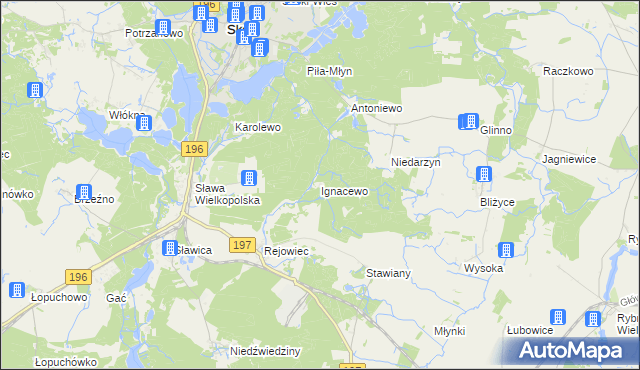 mapa Ignacewo gmina Skoki, Ignacewo gmina Skoki na mapie Targeo