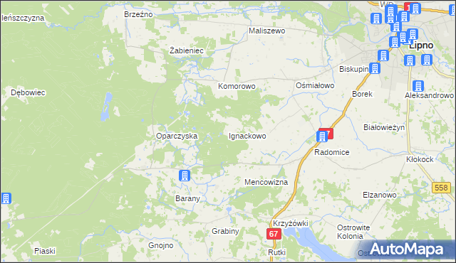 mapa Ignackowo, Ignackowo na mapie Targeo