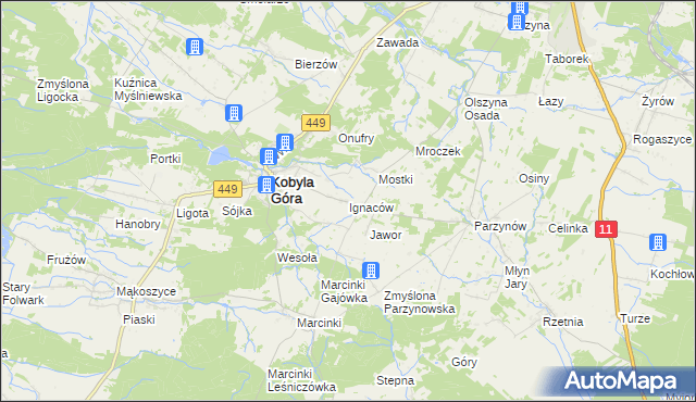 mapa Ignaców gmina Kobyla Góra, Ignaców gmina Kobyla Góra na mapie Targeo