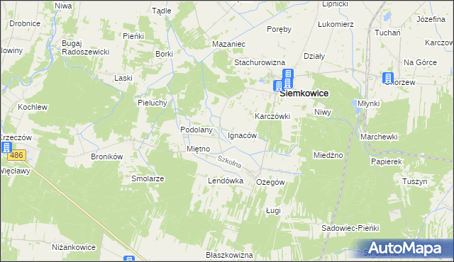 mapa Ignaców gmina Siemkowice, Ignaców gmina Siemkowice na mapie Targeo