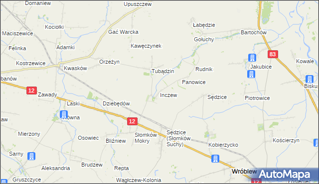 mapa Inczew, Inczew na mapie Targeo