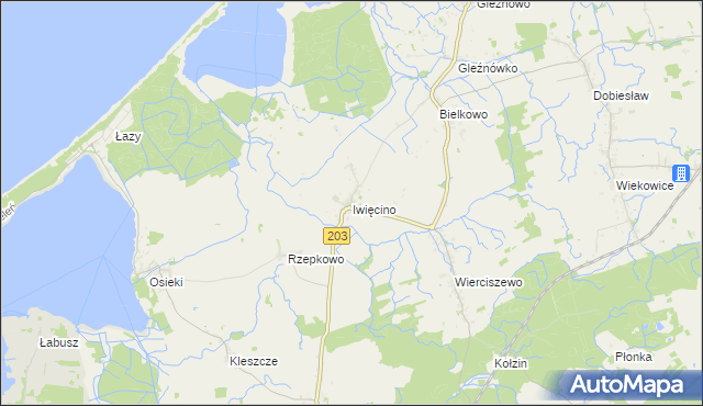 mapa Iwięcino, Iwięcino na mapie Targeo