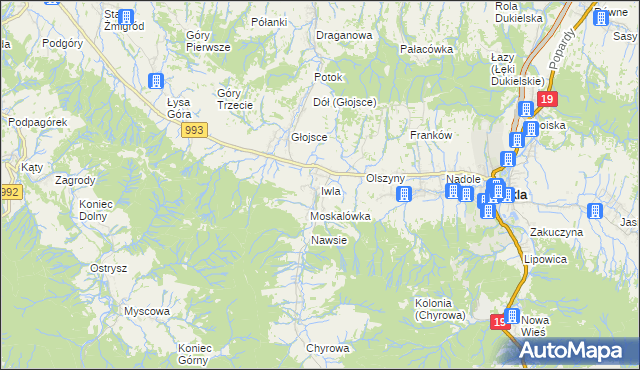 mapa Iwla, Iwla na mapie Targeo