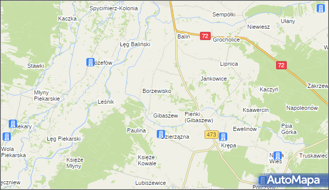 mapa Izabela gmina Poddębice, Izabela gmina Poddębice na mapie Targeo