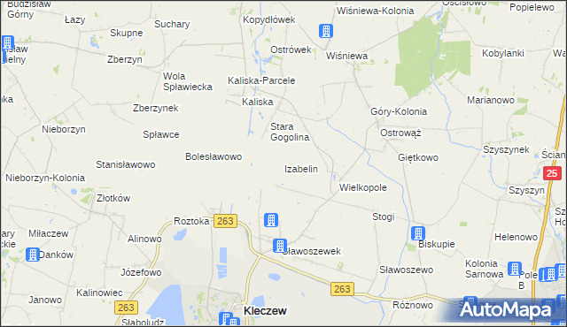 mapa Izabelin gmina Kleczew, Izabelin gmina Kleczew na mapie Targeo