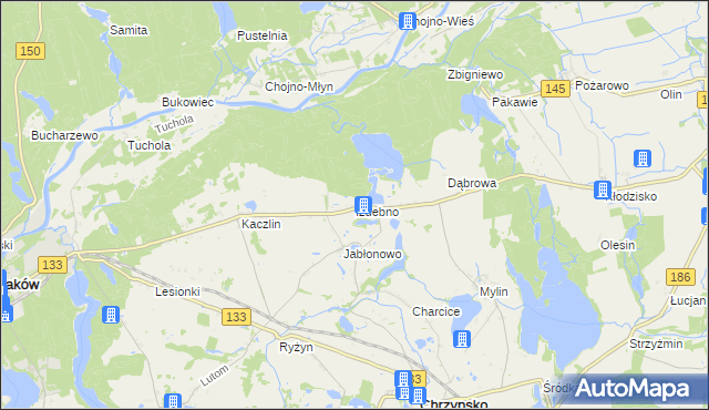 mapa Izdebno gmina Sieraków, Izdebno gmina Sieraków na mapie Targeo