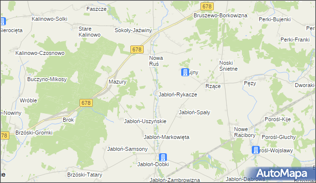 mapa Jabłoń-Rykacze, Jabłoń-Rykacze na mapie Targeo