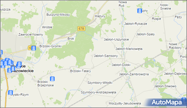 mapa Jabłoń-Samsony, Jabłoń-Samsony na mapie Targeo