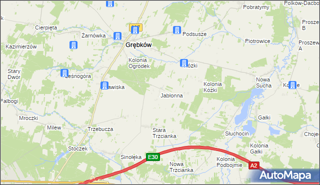 mapa Jabłonna gmina Grębków, Jabłonna gmina Grębków na mapie Targeo