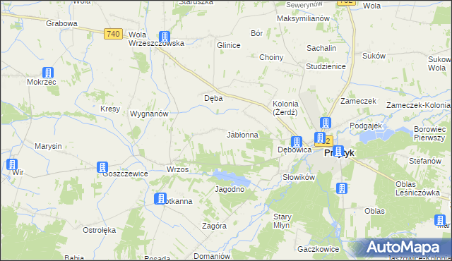 mapa Jabłonna gmina Przytyk, Jabłonna gmina Przytyk na mapie Targeo