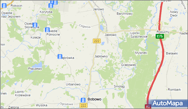 mapa Jabłówko gmina Bobowo, Jabłówko gmina Bobowo na mapie Targeo