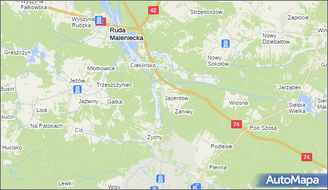 mapa Jacentów, Jacentów na mapie Targeo