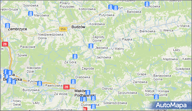 mapa Jachówka, Jachówka na mapie Targeo