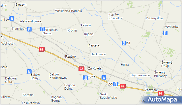 mapa Jackowice, Jackowice na mapie Targeo