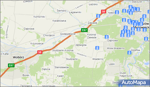 mapa Jadwigów gmina Tomaszów Mazowiecki, Jadwigów gmina Tomaszów Mazowiecki na mapie Targeo
