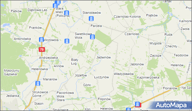 mapa Jadwinów gmina Policzna, Jadwinów gmina Policzna na mapie Targeo