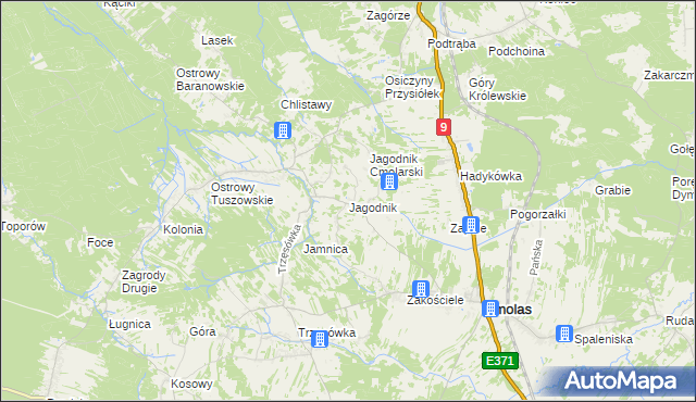 mapa Jagodnik gmina Cmolas, Jagodnik gmina Cmolas na mapie Targeo