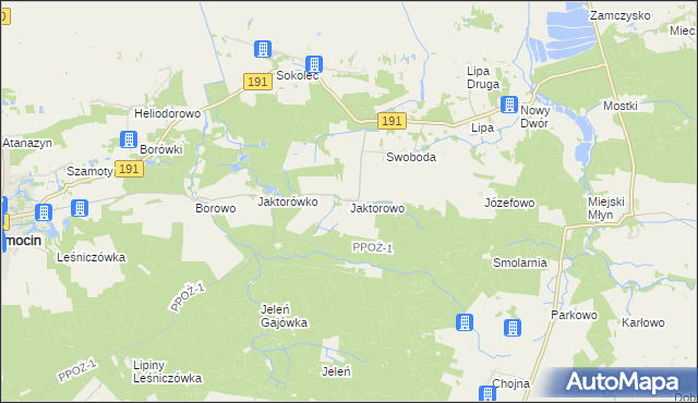 mapa Jaktorowo, Jaktorowo na mapie Targeo
