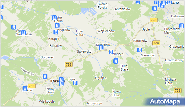 mapa Jakubów gmina Krasocin, Jakubów gmina Krasocin na mapie Targeo