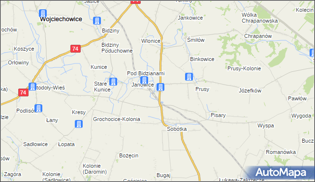 mapa Jakubowice gmina Ożarów, Jakubowice gmina Ożarów na mapie Targeo
