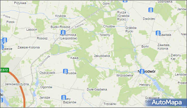 mapa Jakubówka gmina Nowodwór, Jakubówka gmina Nowodwór na mapie Targeo