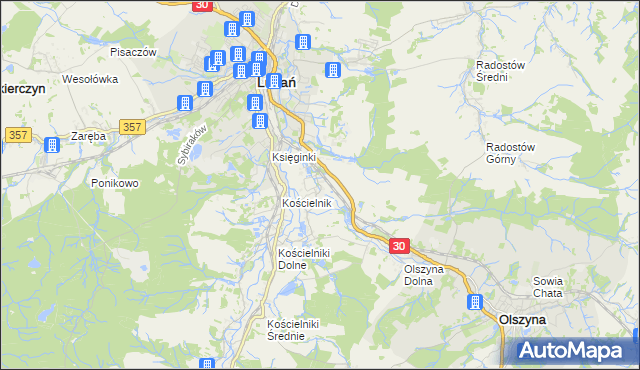 mapa Jałowiec gmina Lubań, Jałowiec gmina Lubań na mapie Targeo