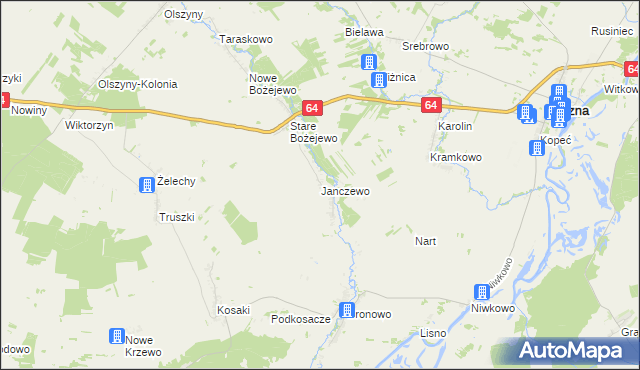 mapa Janczewo gmina Wizna, Janczewo gmina Wizna na mapie Targeo