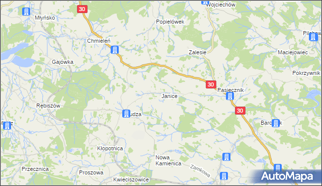 mapa Janice gmina Lubomierz, Janice gmina Lubomierz na mapie Targeo