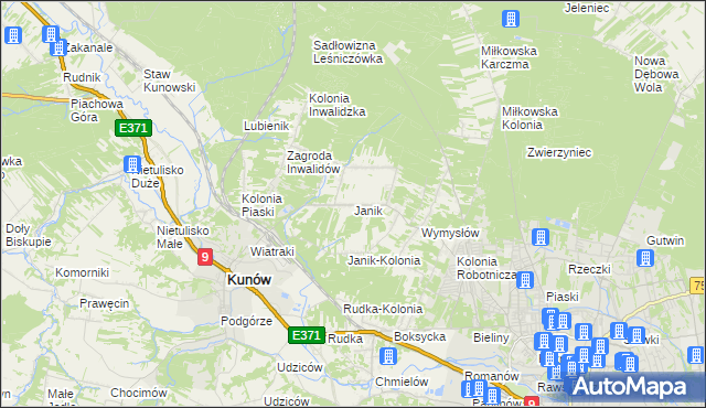 mapa Janik, Janik na mapie Targeo
