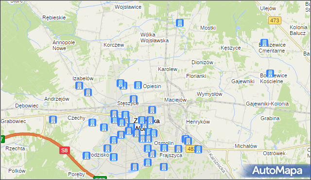 mapa Janiszewice, Janiszewice na mapie Targeo