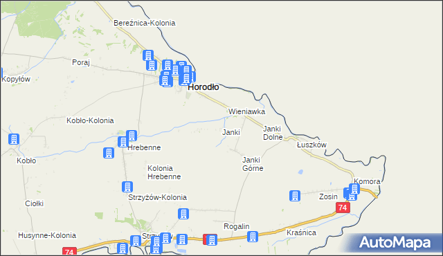 mapa Janki gmina Horodło, Janki gmina Horodło na mapie Targeo
