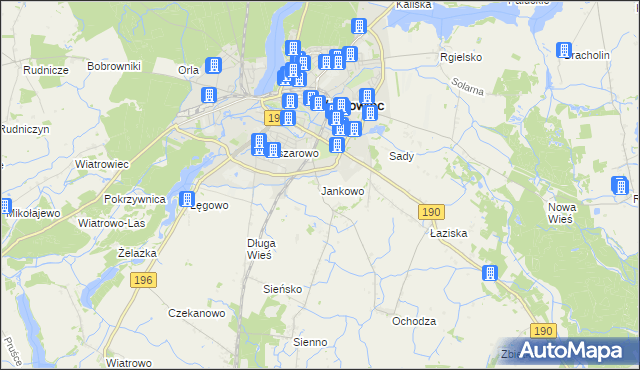 mapa Jankowo gmina Wągrowiec, Jankowo gmina Wągrowiec na mapie Targeo