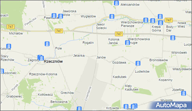 mapa Janów gmina Sienno, Janów gmina Sienno na mapie Targeo
